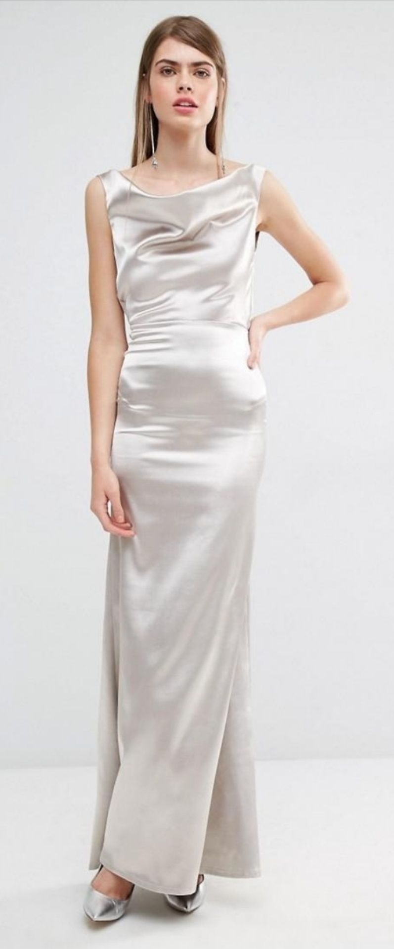TRUE VIOLET srebrna silver S M 36 38 sukienka maxi koktajlowa NOWA