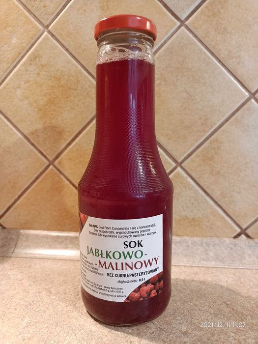 100 % soki naturalne bez cukru malinowy jabłkowo-malinowy truskawkowy