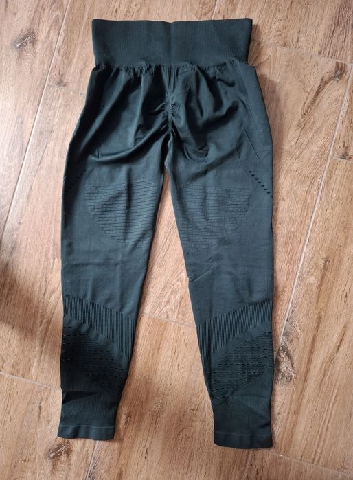 Legginsy damskie z wysokim stanem butelkowa zieleń Hootomi L