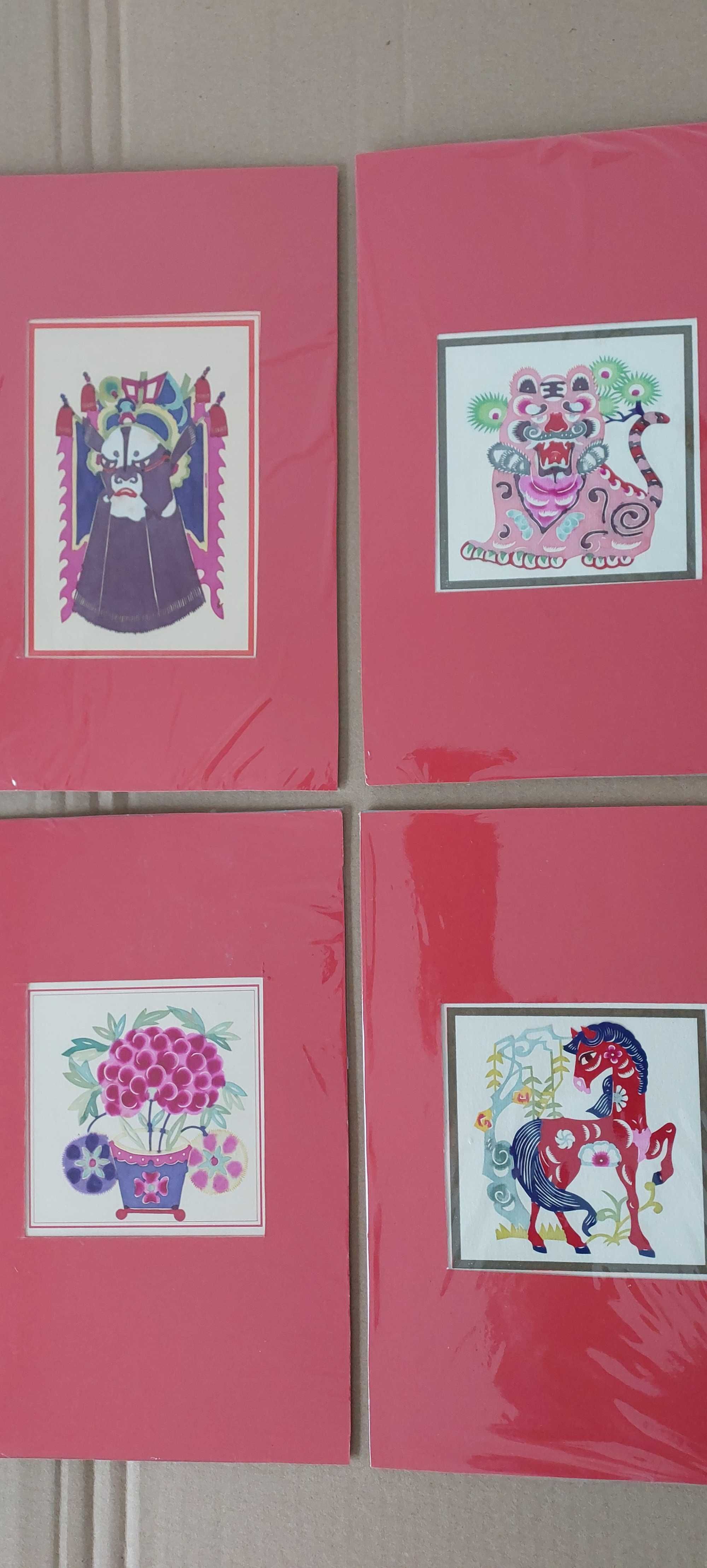 Arte milenar chinesa    Postais, papel recortado finissimo
