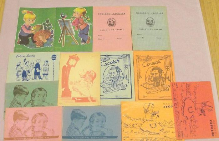 Antigos cadernos escolares A5 anos 80 fabricados em Portugal - VÁRIOS