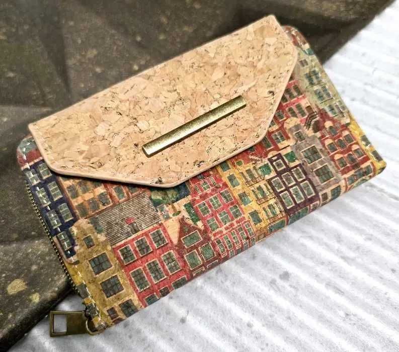 Modny korkowy portfel damski pojemny HIT nowy