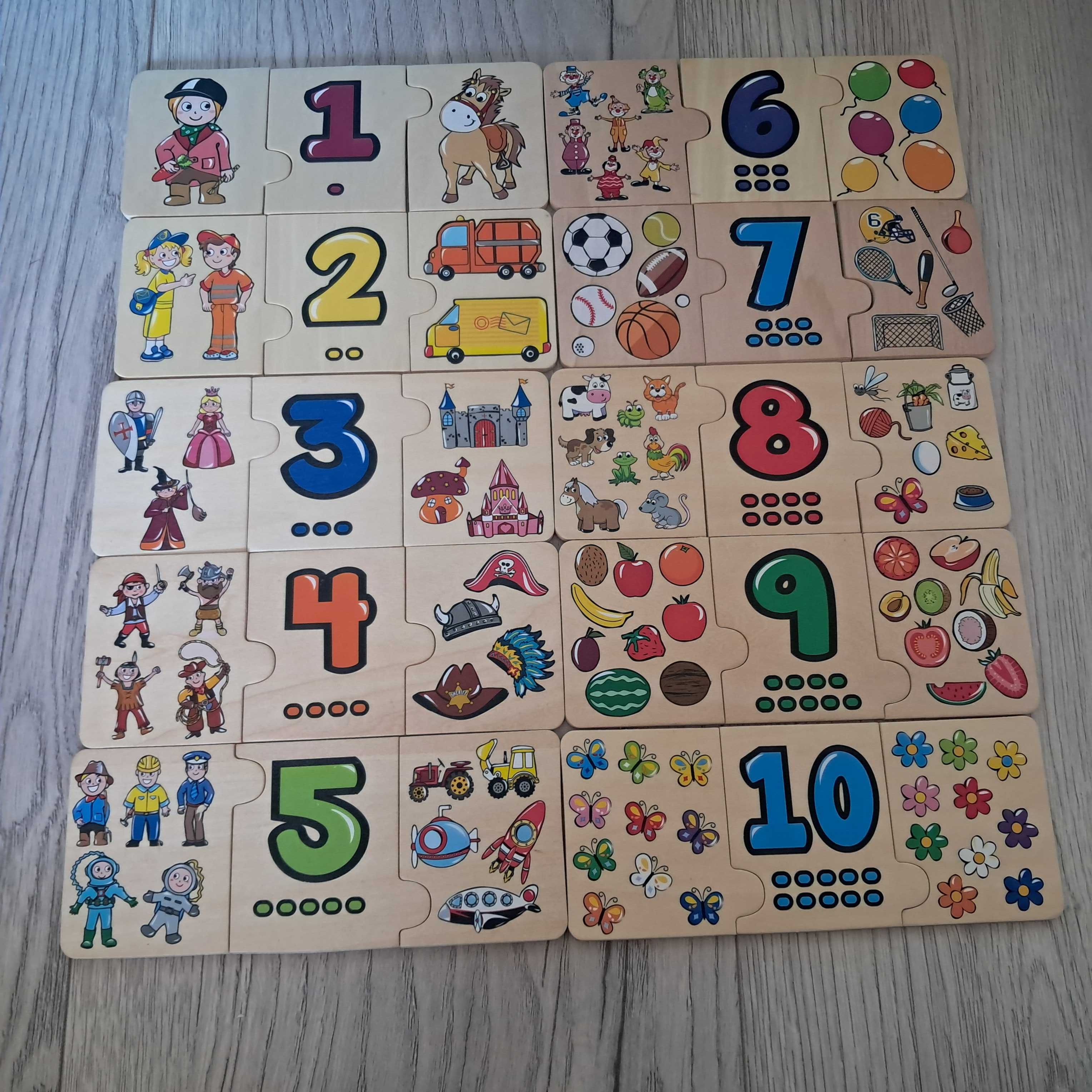 drewniane puzzle nauka cyferek
