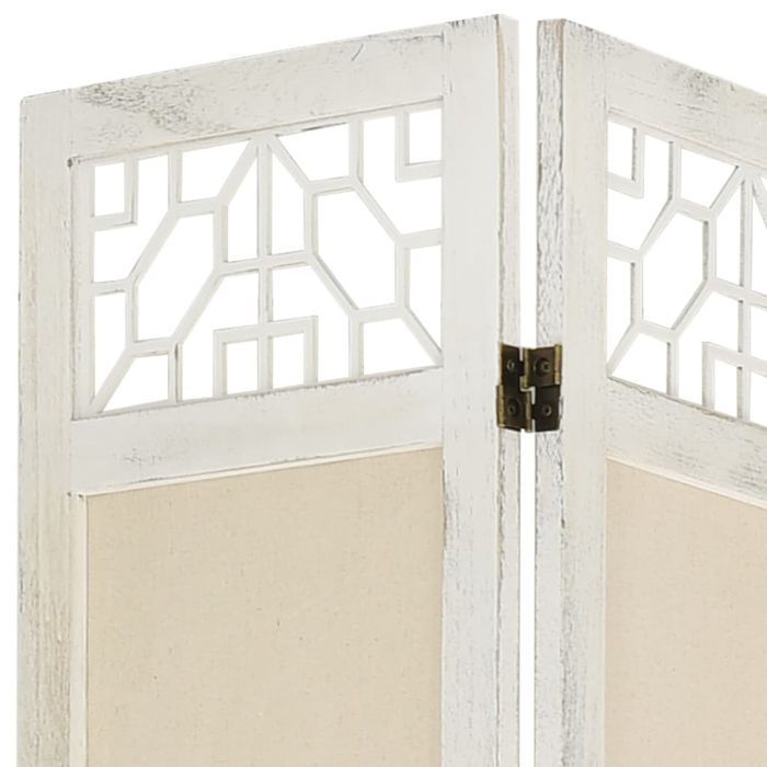 vidaXL Parawan 6-panelowy, kremowy, 210 x 165 cm, tkanina