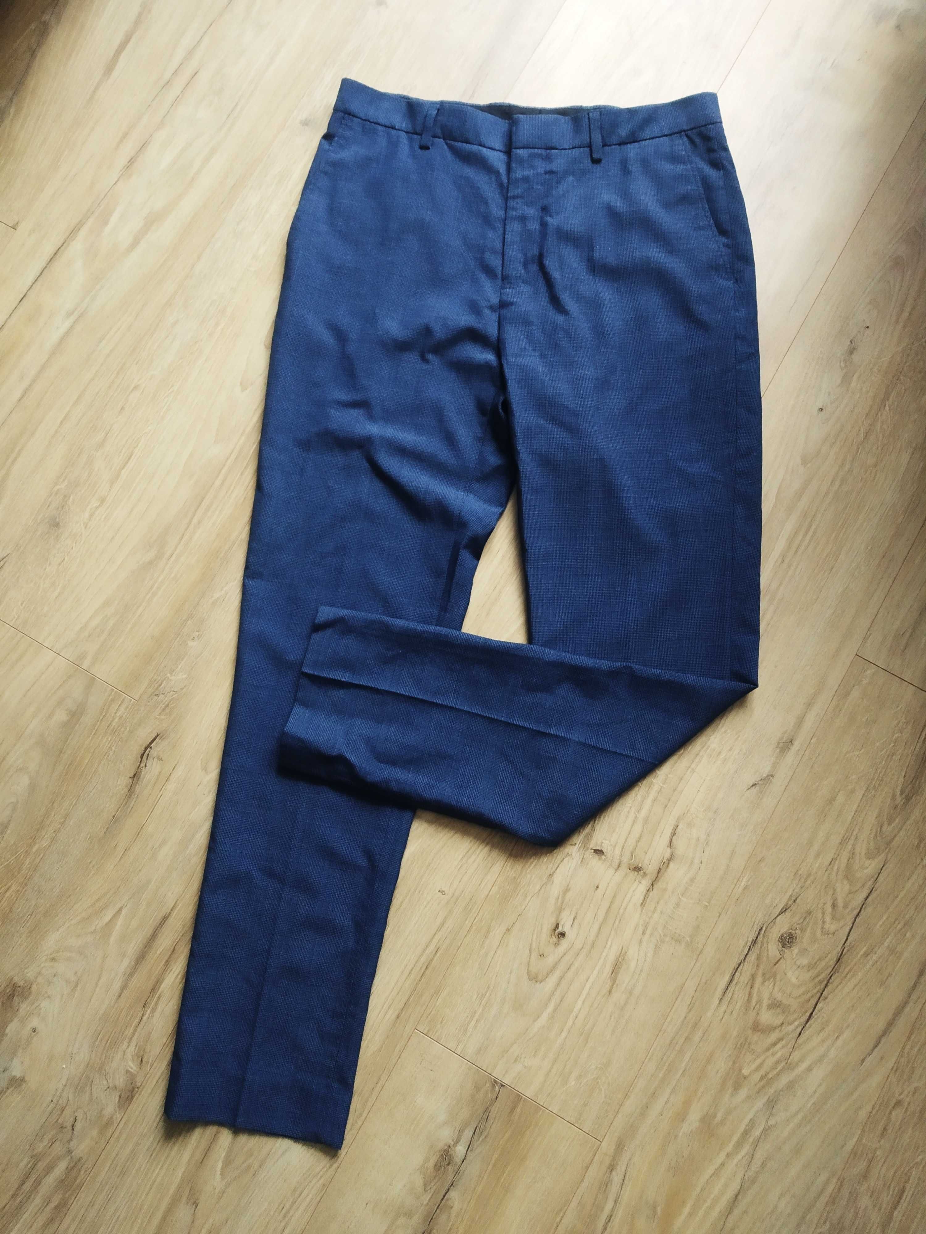 Burton London, eleganckie, klasyczne spodnie garniturowe slim 32 R.