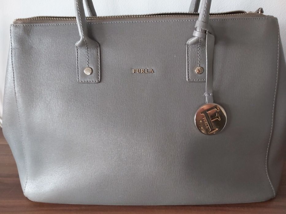 Torebka FURLA shoperka torba damska biznesowa KUFEREK khaki