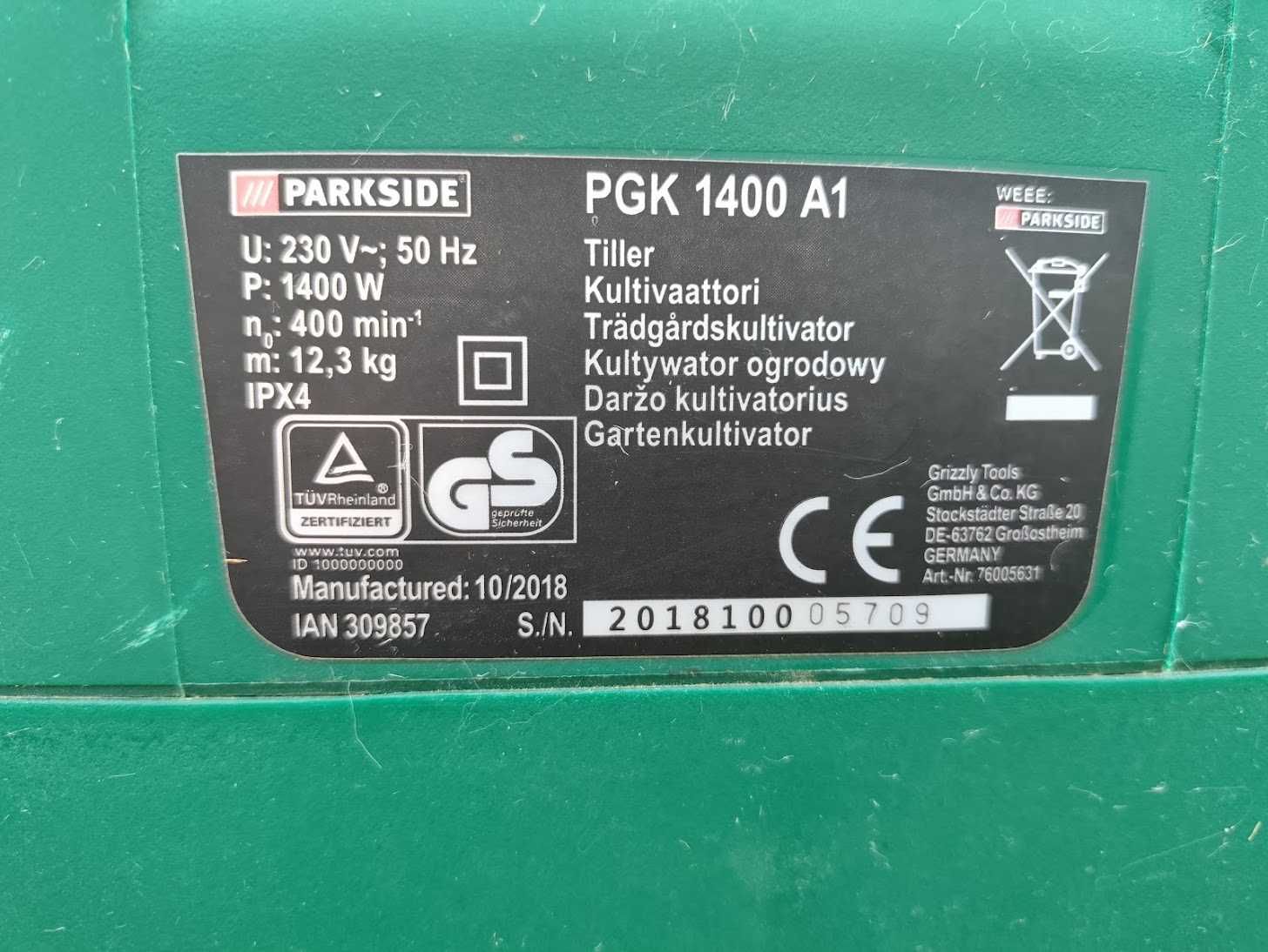 Glebogryzarka kultywator Parkside PGK 1400 A1