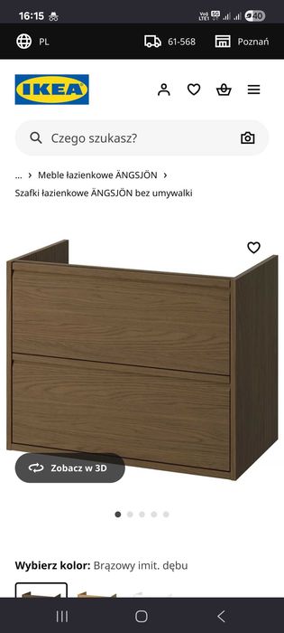 IKEA ANGSJON nowa szafka umywalkowa łazienkowa  z szufladami brązowa