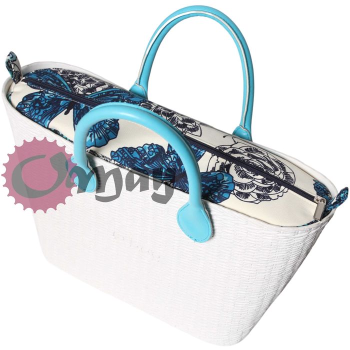 organizer OBAG URBAN MINI kwiaty motyle granat turkus beż wkład OMAY