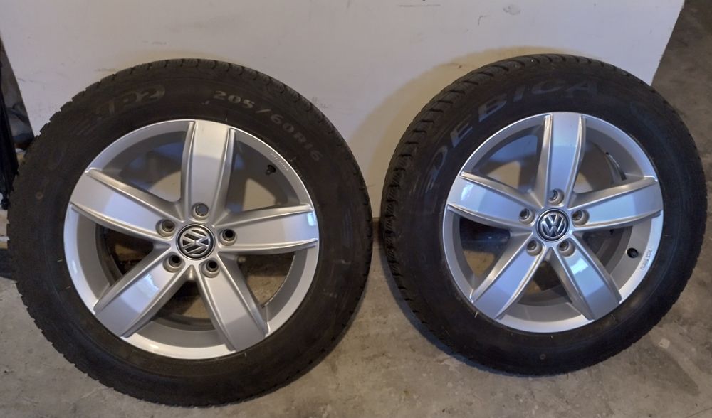 Alufelgi vw 5*112 r.16 opony zimowe Dębica