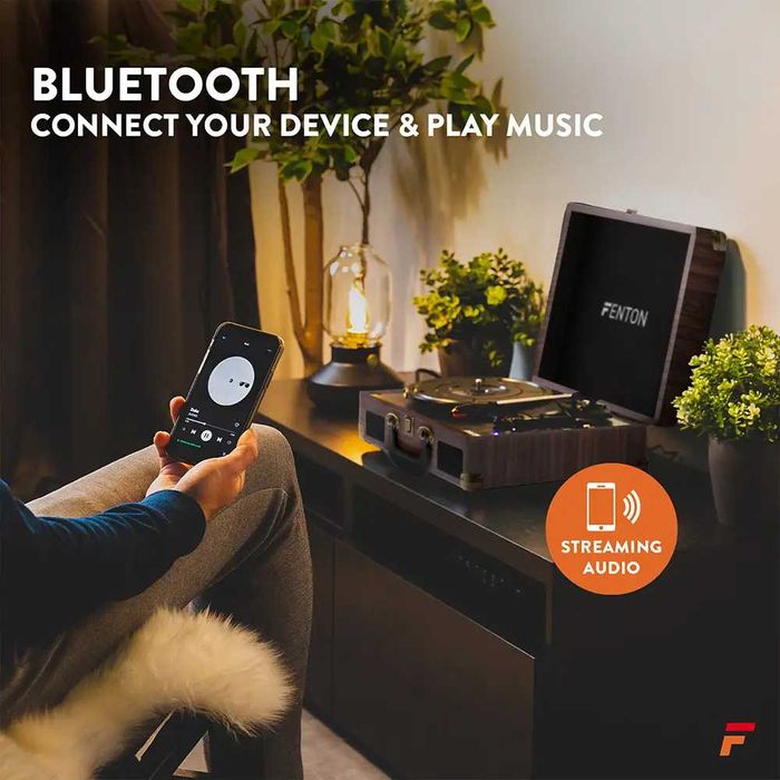 Проигрыватель пластинок в портфеле из темного дерева Fenton RP115B