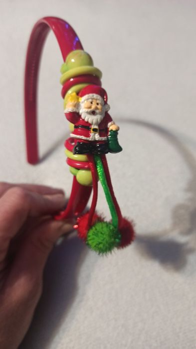 Opaska do włosów dla dziewczynki z Mikołajem Ozdoba do włosów Mikołaj