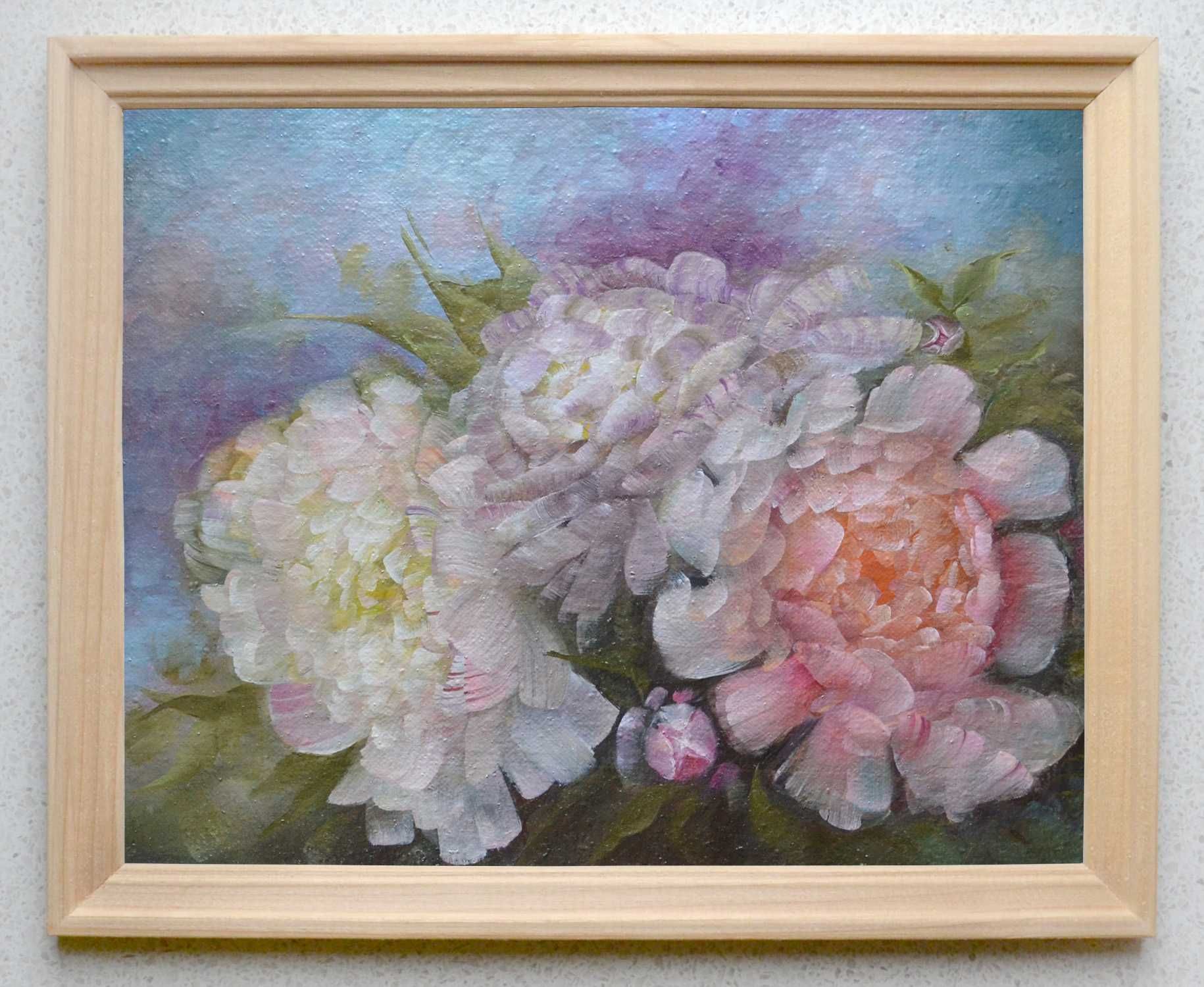 Картина маслом Натюрморт квіти Піони Цветы пионы