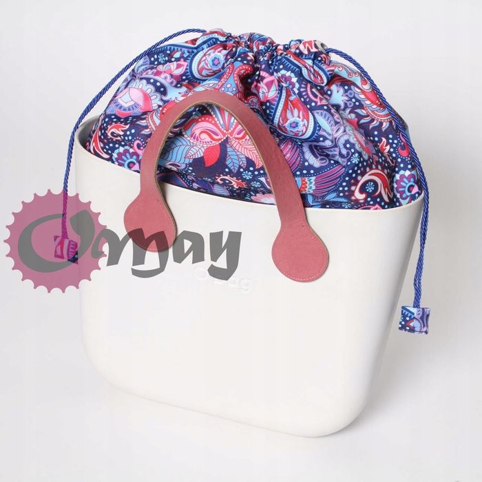 Granatowy organizer do OBAG MINI worek Orient Paisley róż komin OMAY
