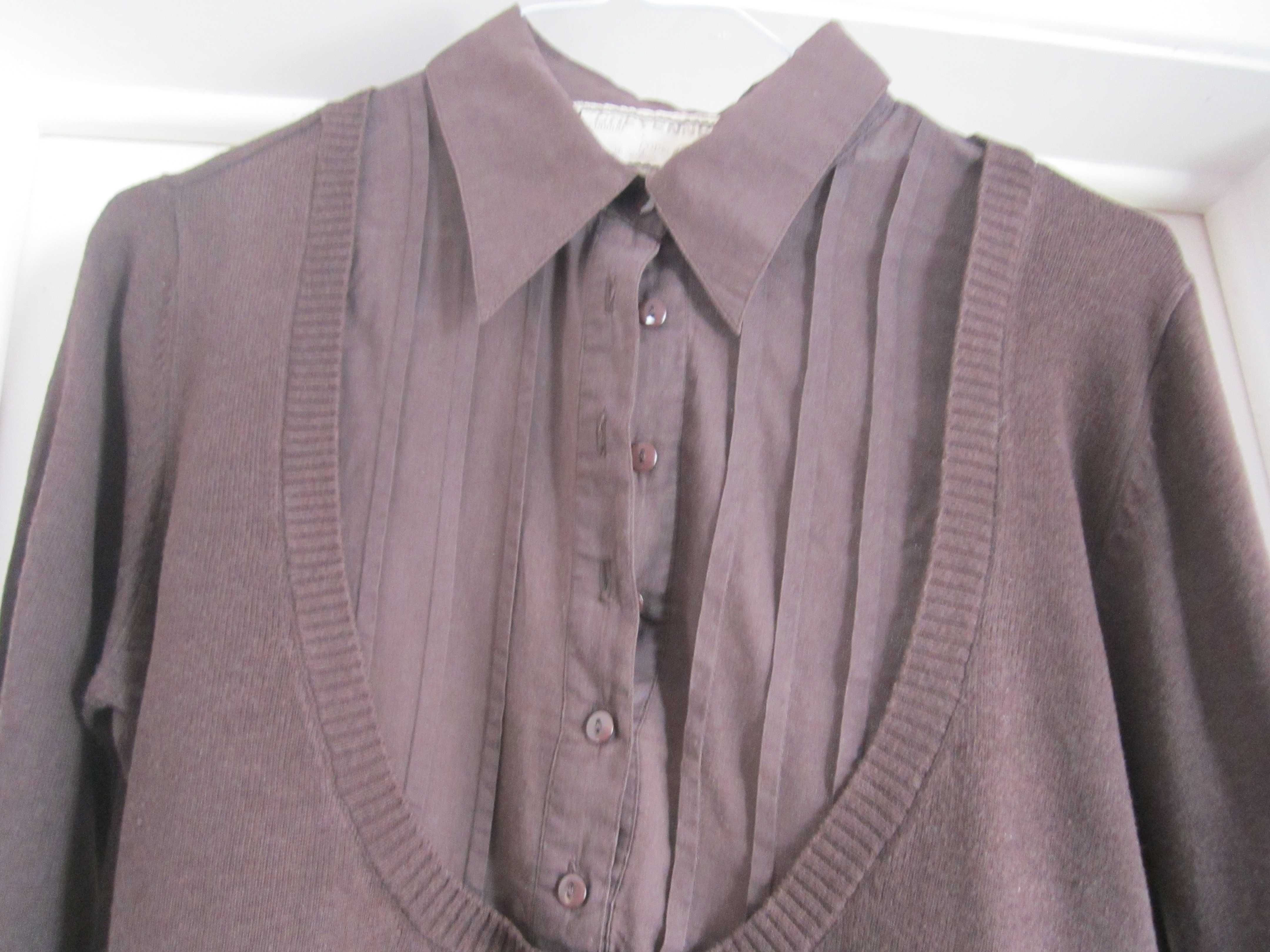 Camisola Caxemira e algodão vintage Cheyenne T38 castanha
