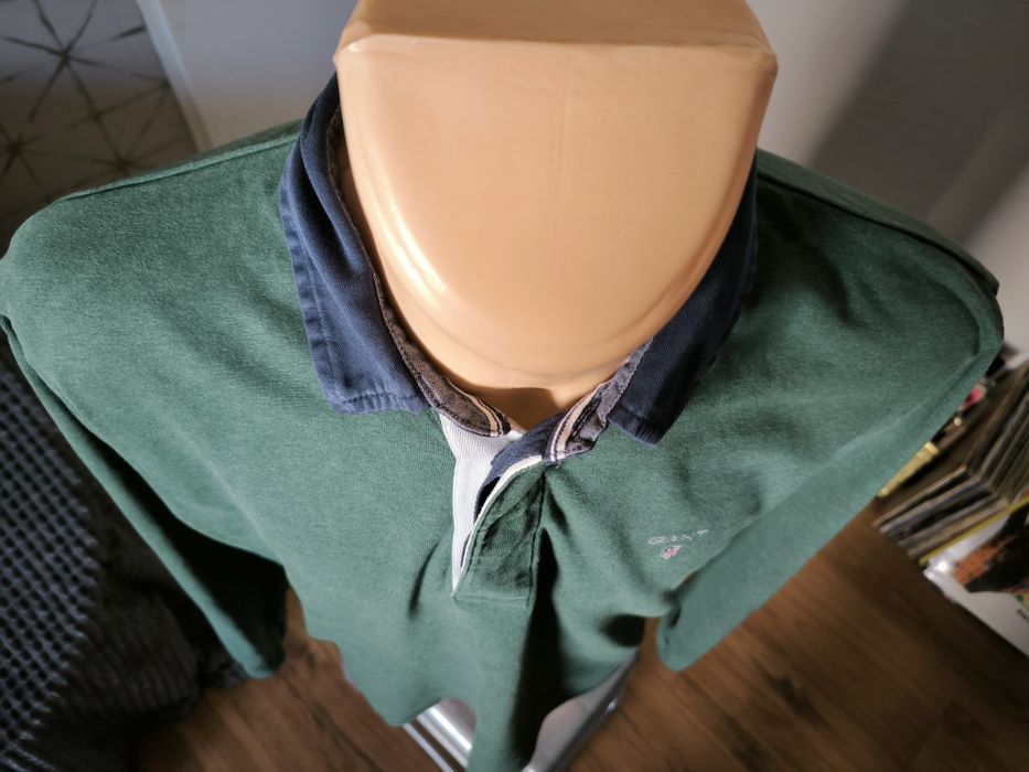 Gant longsleeve męski polo długi rękaw L zielone