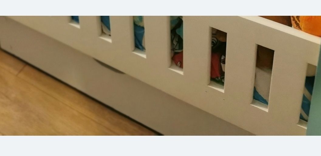 Łóżko drewniane 80x180 pojedyncze jednoosobowe białe szuflada barierka