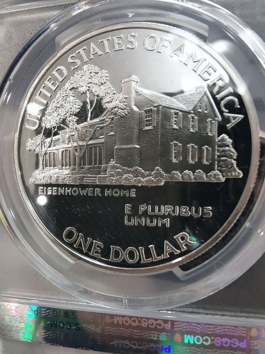 США 1 долар 1990р. 100р. Від народження Ейзенхауера. СРІБЛО. СЛАБ