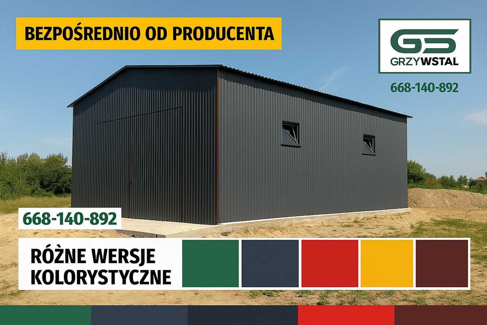 GARAŻ HALA / Wiata / MAGAZYN /Hala Blaszana /Konstrukcja  -  GRZYWSTAL