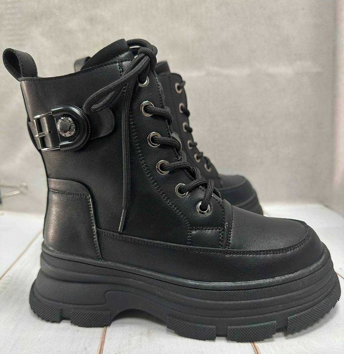 Дитячі підліткові зимові черевики на овчині  Paliament чорні р32-р37