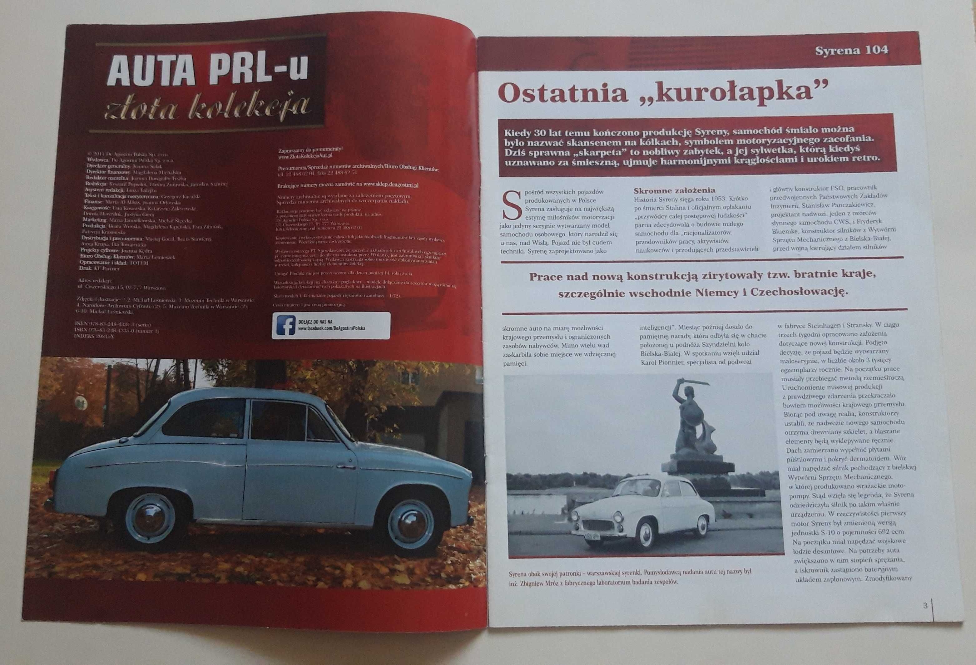 Gazetka Auta PRL-u. Złota kolekcja nr 1 Syrena 104