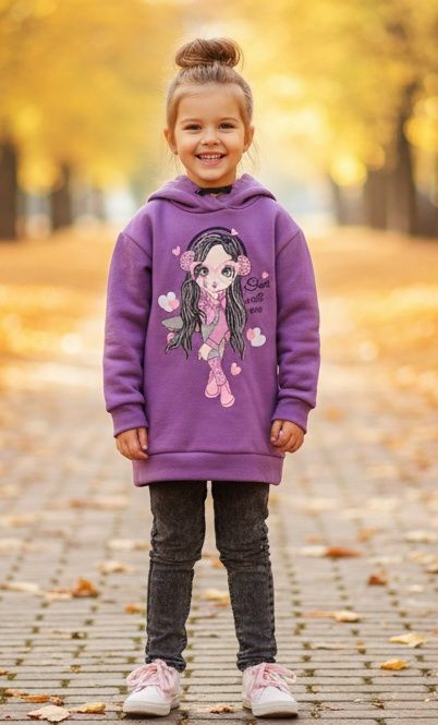 Тепла туніка, кофта і джинси.