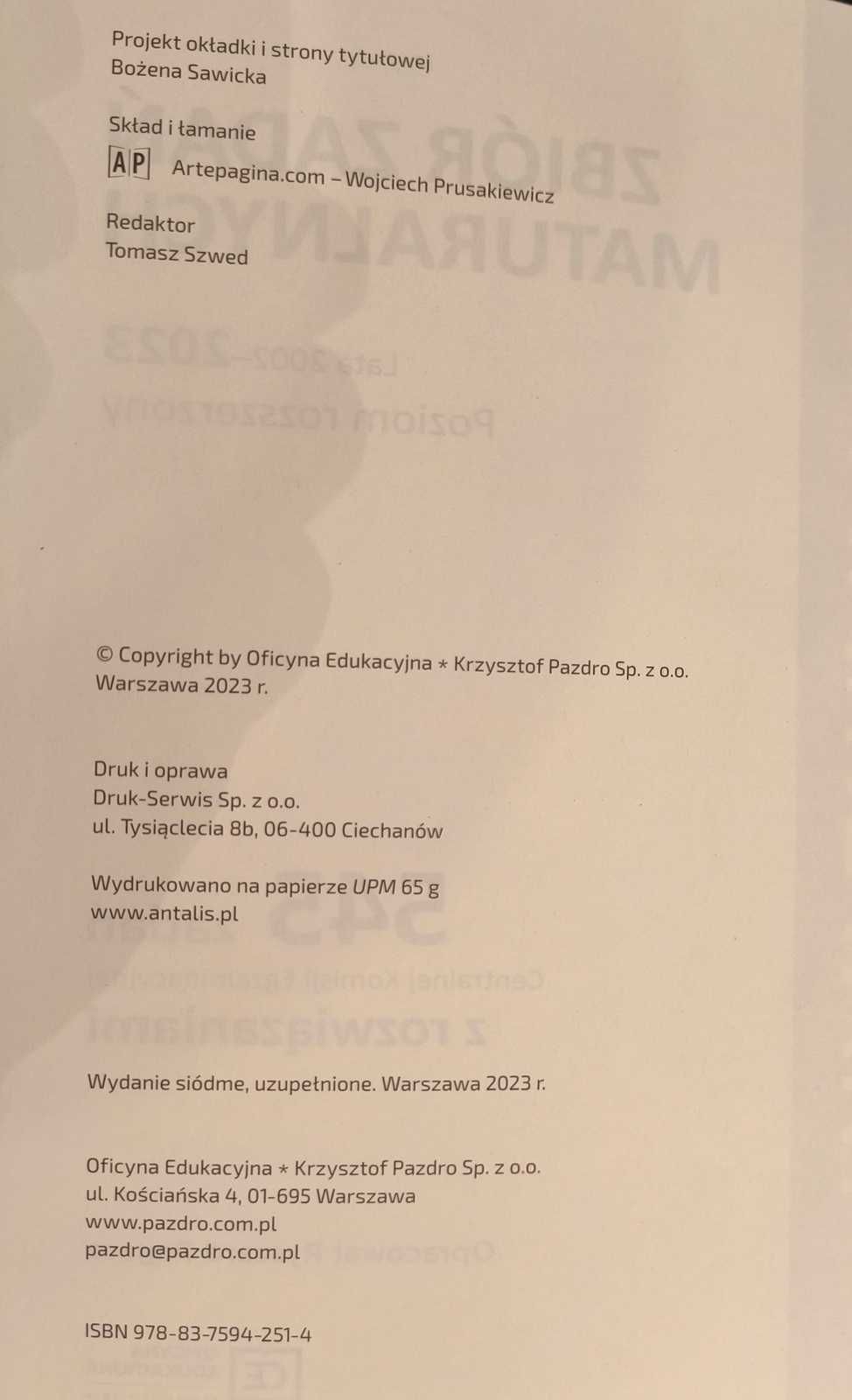 Matematyka, zbiór zadań maturalnych Pazdro, poziom rozszerzony