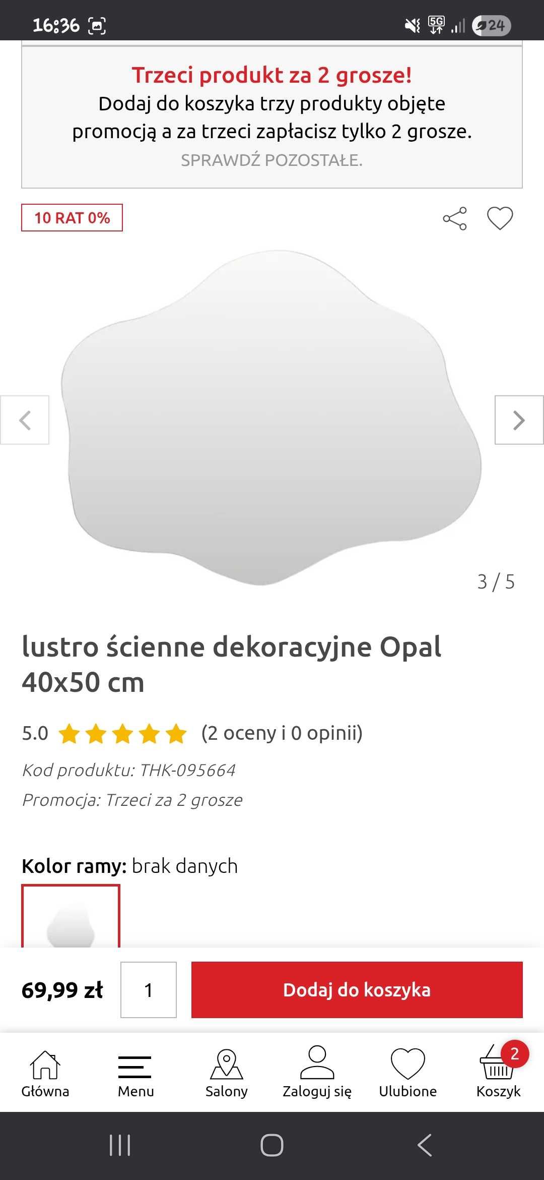 Lustro nowe opal