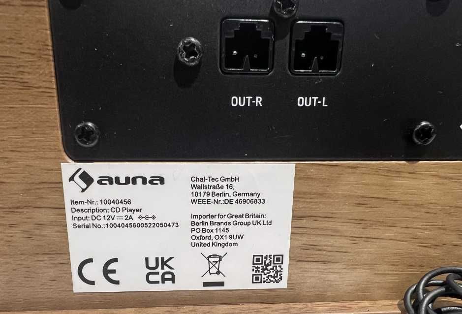 Проигрыватель Стереосистема CD Usb Bluetooth. Auna Berklee
