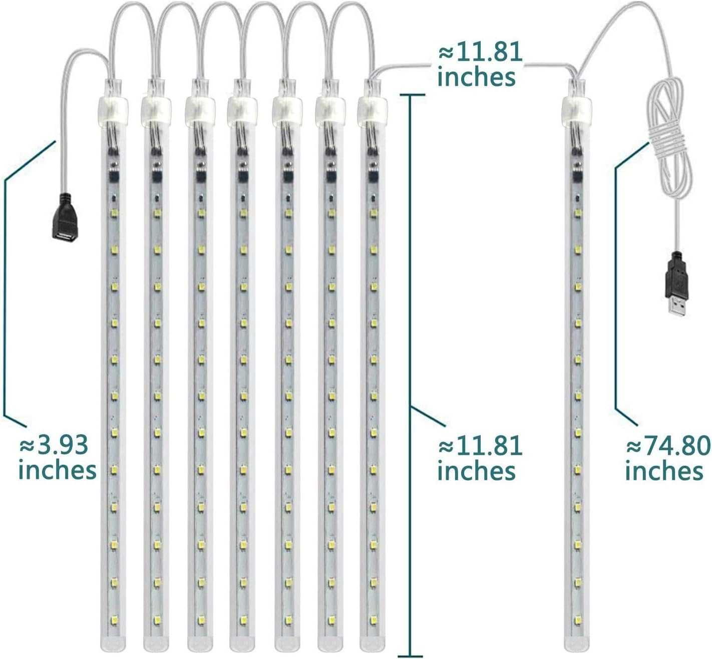 Wodoodporne Lampki LED w Kształcie Sopli z 8 rurkami 30 cm