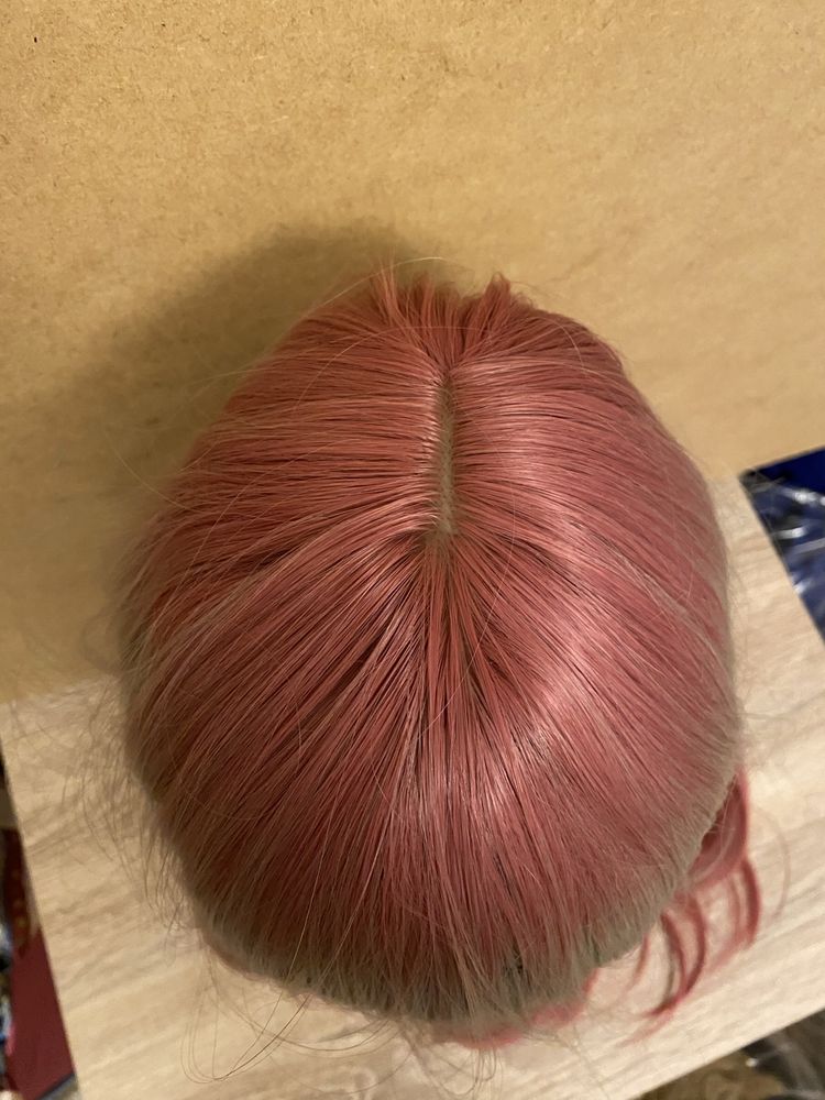 Peruka syntetyczna ombre sombre róż popielaty blond 70 cm włosy