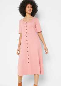 B.P.C sukienka bawełniana midi z guzikami różowa 40/42.