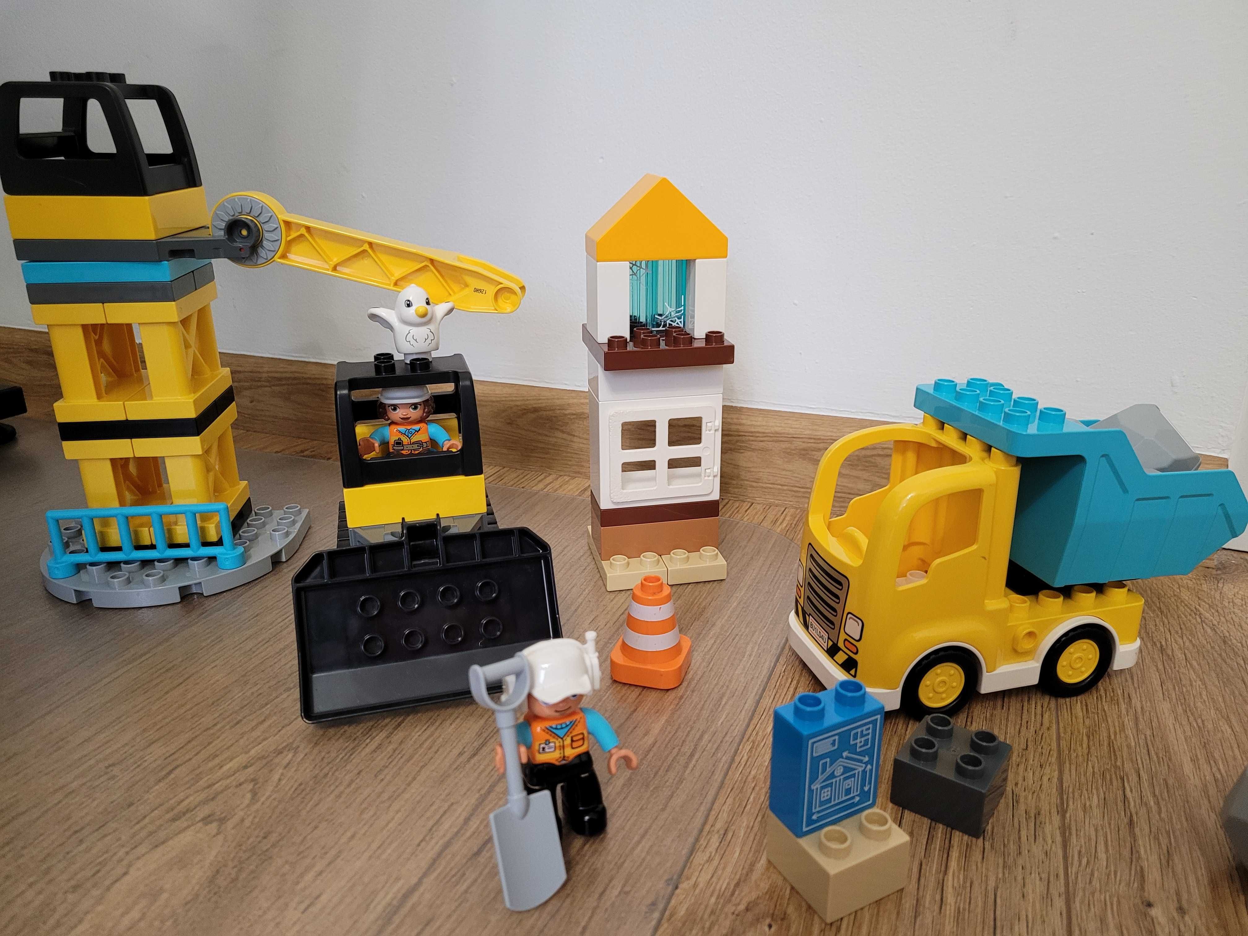 Lego duplo , zestaw budowa, mix, wywrotka, dźwig, spychacz