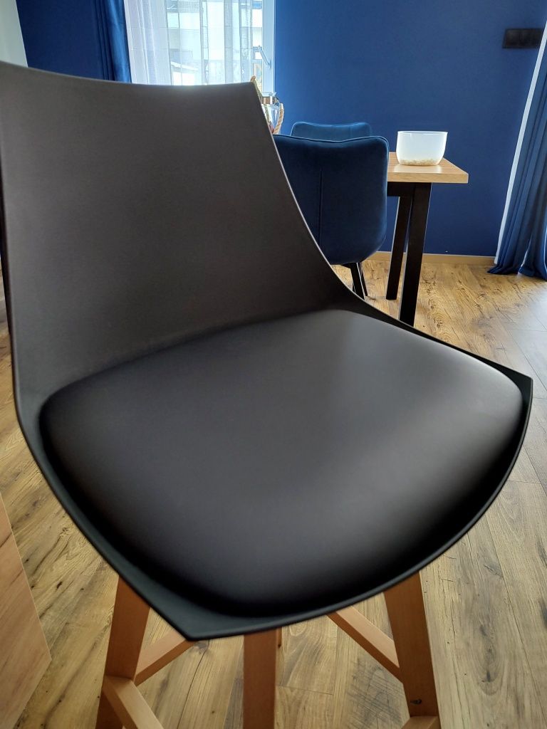 Krzesło barowe czarne loft 3 sztuki komplet