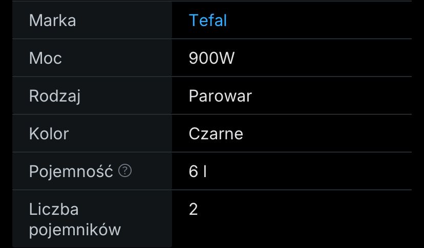 Parowar Tefal 6L.