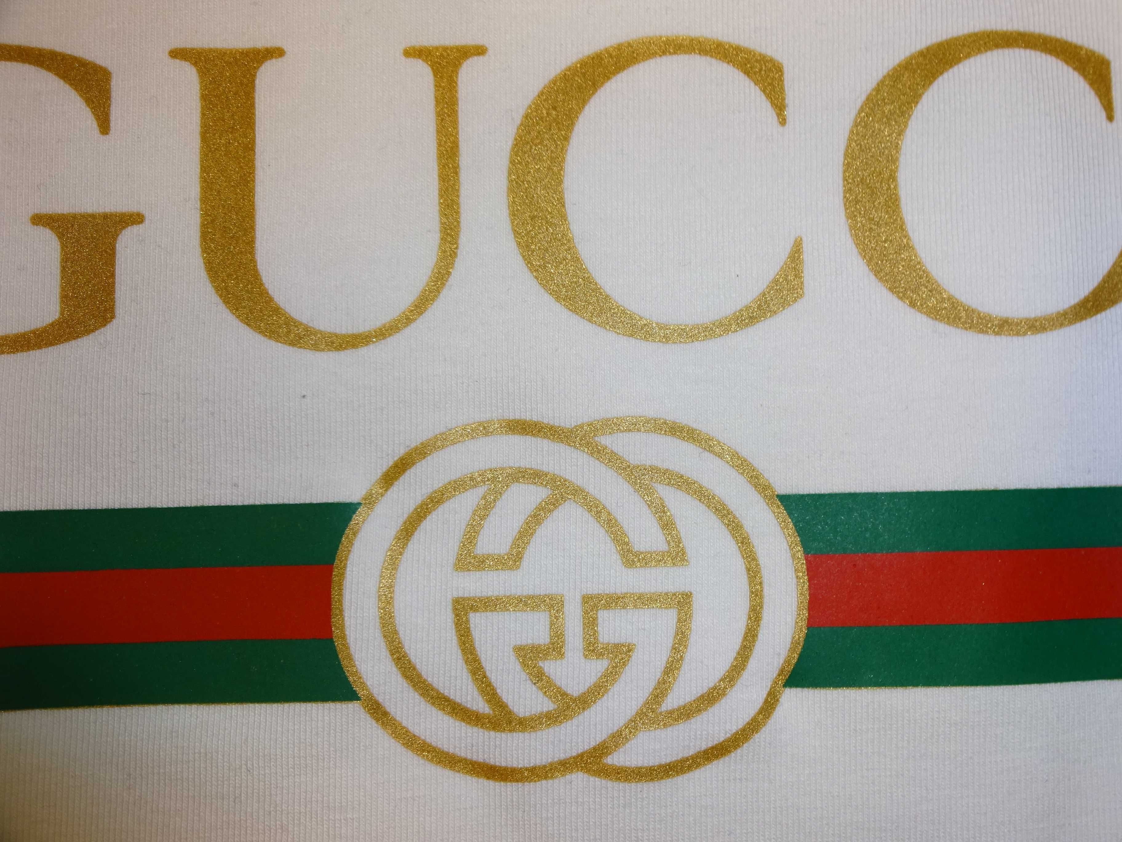 GUCCI biała bawełniana koszulka tshirt bluzka na krótki rękaw M