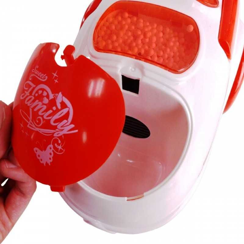 Duży czerwono-biały odkurzacz interaktywny na baterie zabawka No.: K52