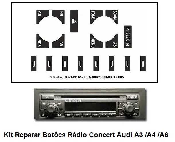 Kit Vinil Reparação Botões Interior Audi A3 8L / 8P