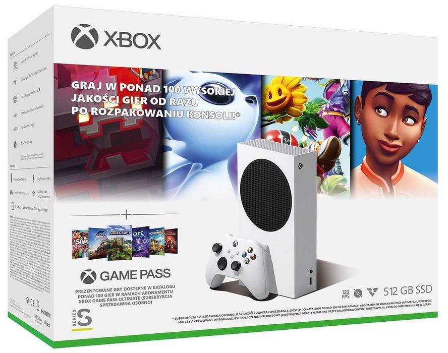 Xbox Series S 512GB SSD + 2 pady + hdmi + ROK gwarancji