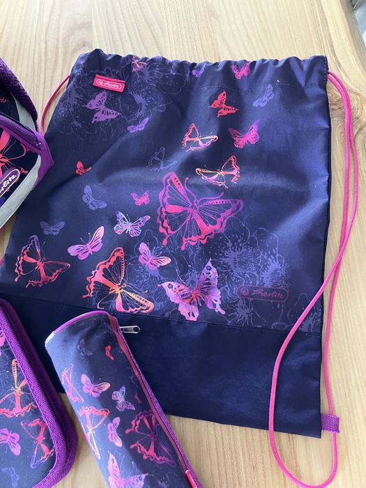 Zestaw plecak, worek i 2 piórniki Herlitz Loop Butterfly