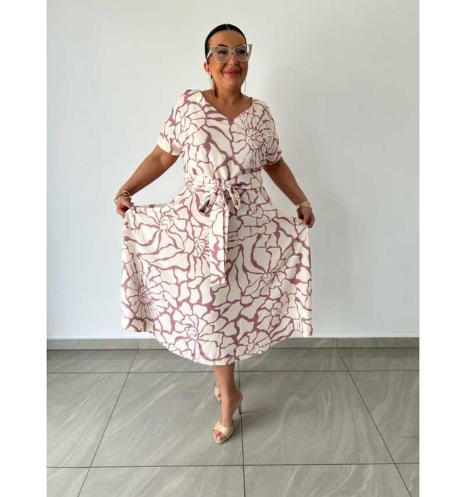 Sukienka bamala beż z różem r 46