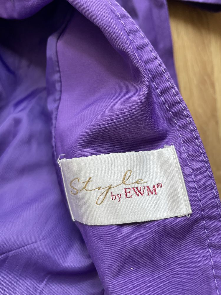 Plaszcz z paskiem fioletowy wiosenny plus size r. 44 XXL
