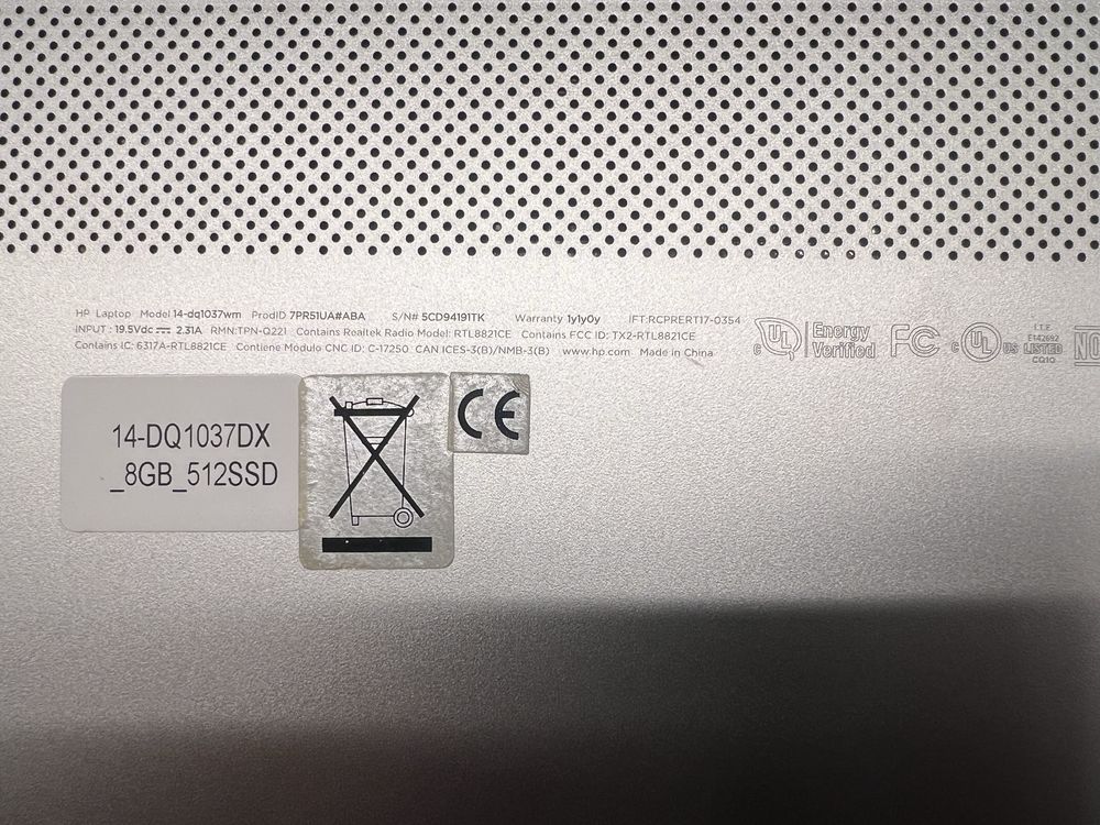 HP 14-dq1037wm i5-1035G4/ 16GB DDR4/ 512 SSD