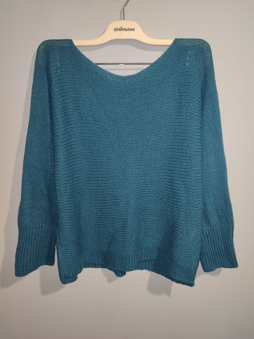 Uroczy sweterek sweter krój nietoperz z dodatkiem wełny S