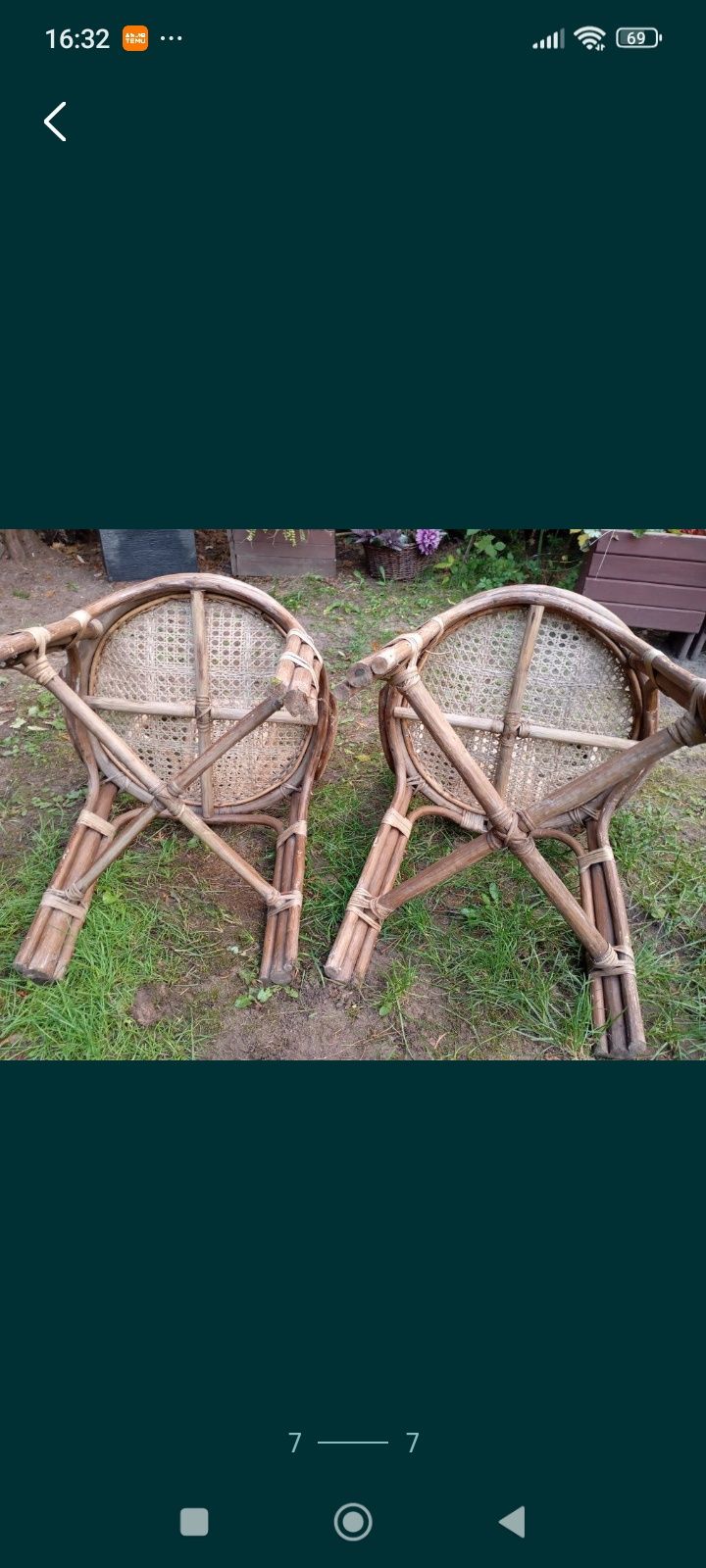 2 śliczne oryginalne krzesła rattan, bambus w stylu Boho
