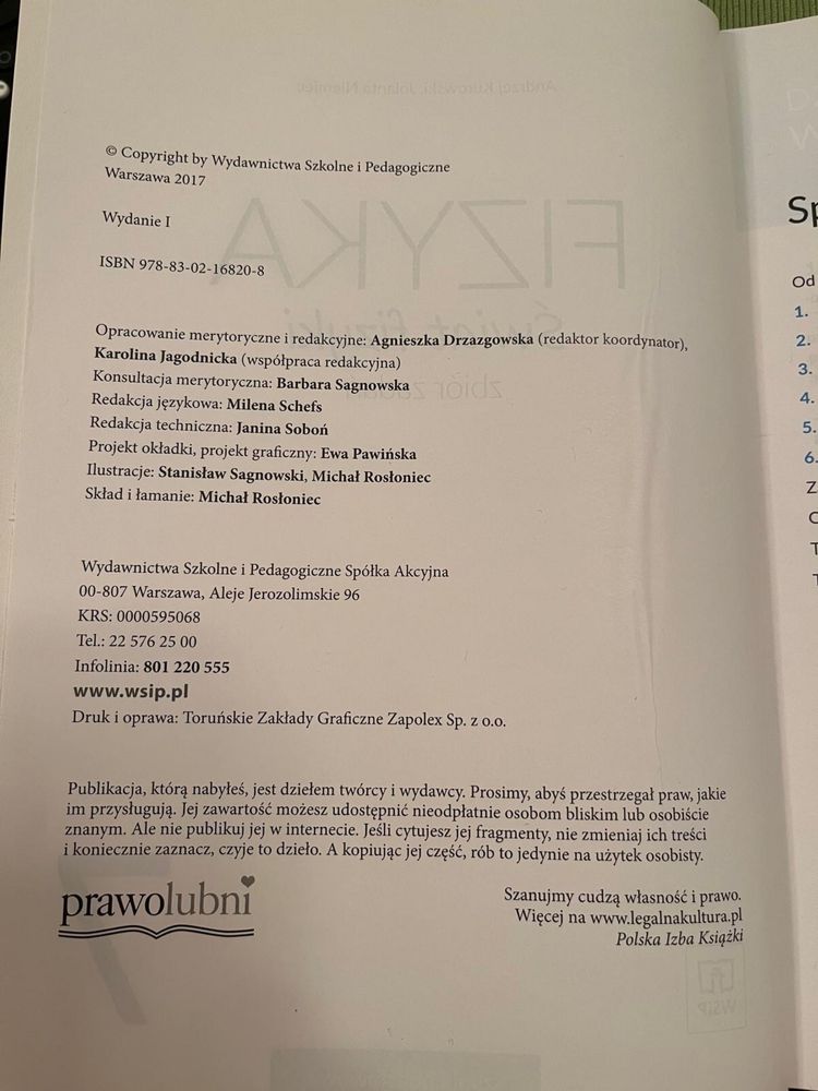 Fizyka, zbiór zadań klasa 7 Świat Fizyki WSiP
