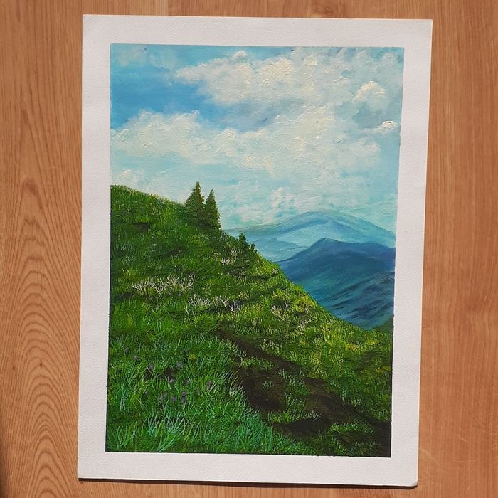 Maluję obrazy akrylem na papierze i płótnie