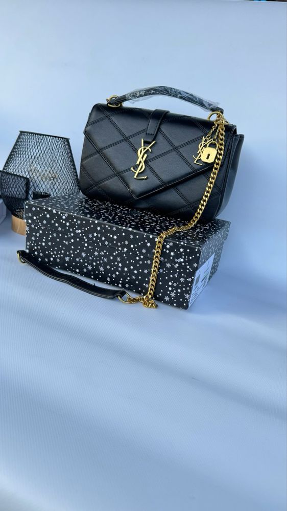 Ysl . чорна жіноча сумка в люкс якості