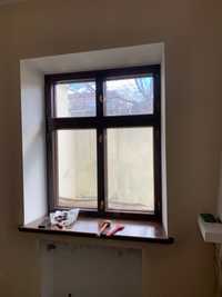 Окна БУ деревянные лакированые с подоконниками