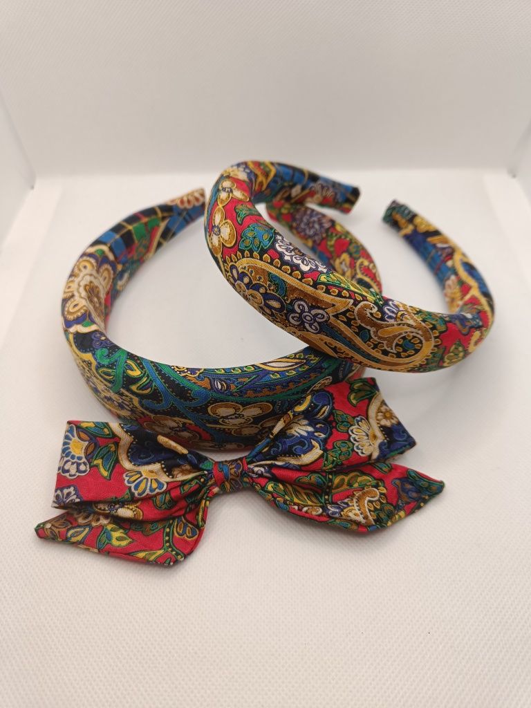 Opaska jedwabna do włosów mama córka handmade